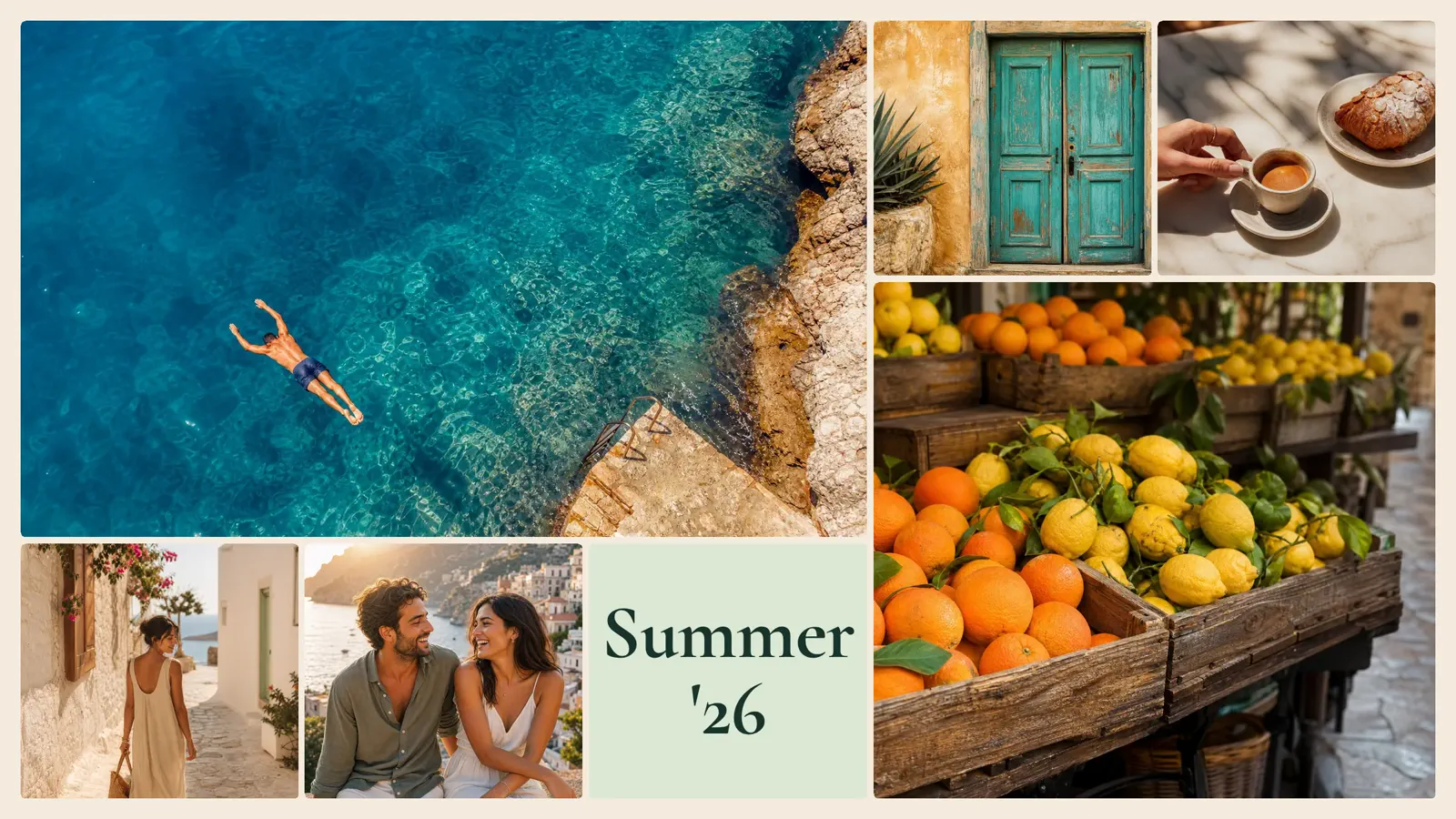 Summer mood board made with BeautifulGrids