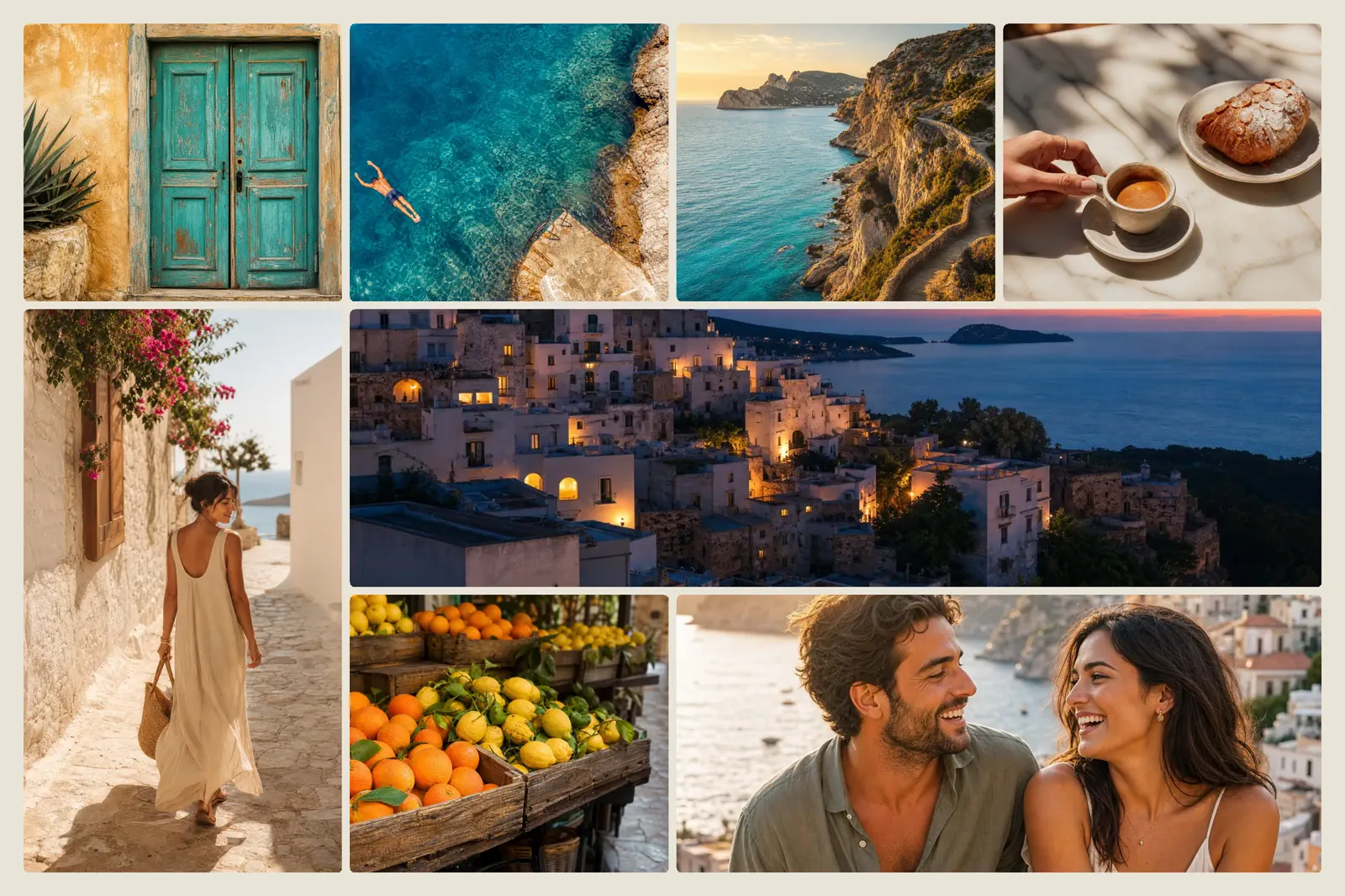 Travel collage with a hero image made with BeautifulGrids